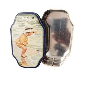 Vintage Summer August 1918 good housekeeping  tin storage box 8.5x5x2‎ inches